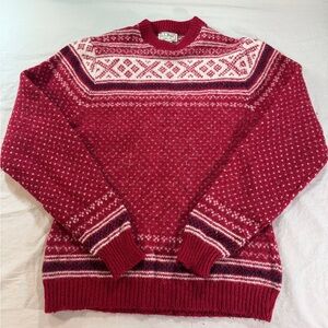 L.L. Bean Red and White Crewneck Sweater